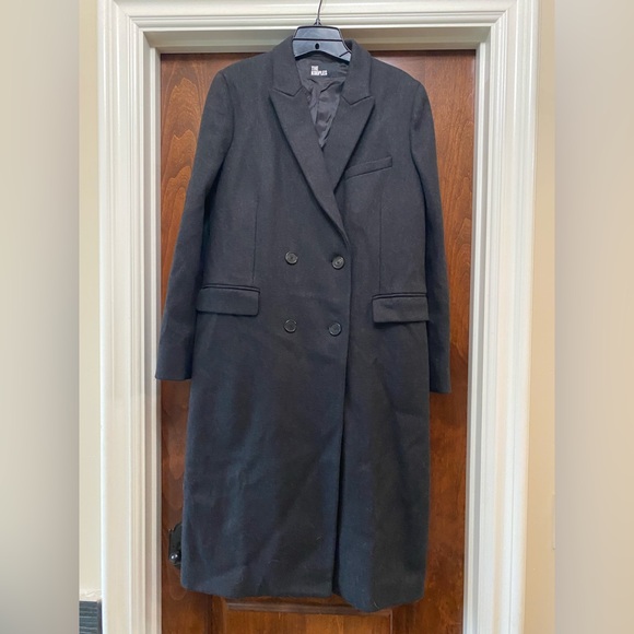 The Kooples Womens Double-breasted Long Coat charcoal gray Fr Sz 38 US 6 NWT
